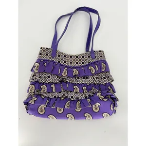 Vera Bradley Purple Paisley Ruffled Handbag Quilted Shoulder Tote‎ Wallet Set thumbnail 10