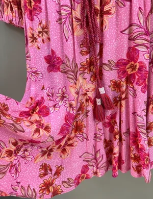 Loft Women’s Pink Floral Midi Dress w/ Tie Waist Size XXSP thumbnail 7