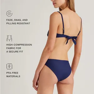 NWOT Quince Women's Italian Demi Bikini Top Navy Blue Size Large thumbnail 4