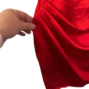 Mable Red Mini Satin with Spaghetti Straps Cowl Neck‎ Christmas Holiday Dress thumbnail 2