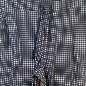 Lands End Womens Navy Blue White‎ Grid Cropped Pajama Pants Large 14-16 Pockets thumbnail 3