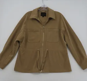 Zara‎ Womens Camel Tan Zip Up Utility Jacket Drawstring Waist Size M thumbnail 1