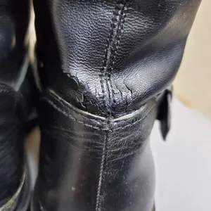 6/$36 Zara Woman Leather Biker Boots with Stretch Leg Black Size 38 5156/101 thumbnail 8