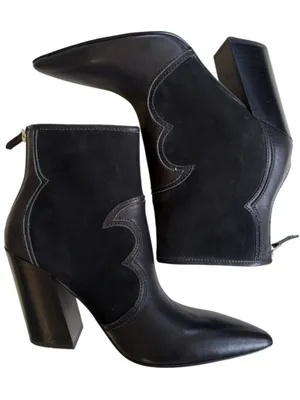 EUC Dolce Vita Leather Noraya Western Heeled Boots Black Size 7.5 thumbnail 1