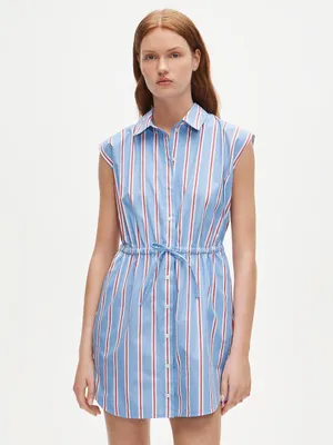J.Crew Sleeveless Shirtdress Womens 8 Blue Red Striped NWT CW436 Drawstring thumbnail 2