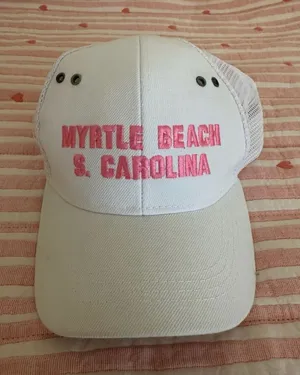 Souvenir Myrtle Beach South Carolina Trucker Hat White Pink thumbnail 1
