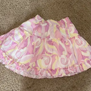 Hill House The Paz Ruffled & Tiered Mini Skirt in Pastel Candy Kaleidoscope thumbnail 1