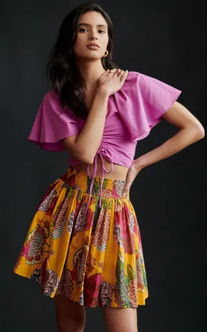 New Anthropologie Let Me Be Printed Mini Skirt Size L! thumbnail 1