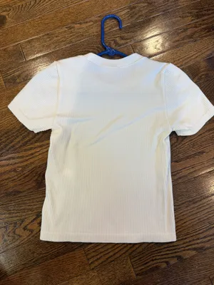Pink Rose Cream ribbed fitted T-shirt thumbnail 2