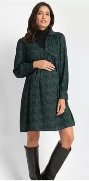 Seraphine Alfie Tunic Layering Maternity Dress with Collar green size 12 thumbnail 1