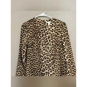 NEW H&M Tan Leopard Print Long Sleeve Shoulder Pad Mini Dress Women’s Size XS thumbnail 4