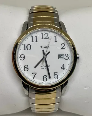 Timex indiglo date women’s watch gold silver tone 35mm quartz analog running thumbnail 1