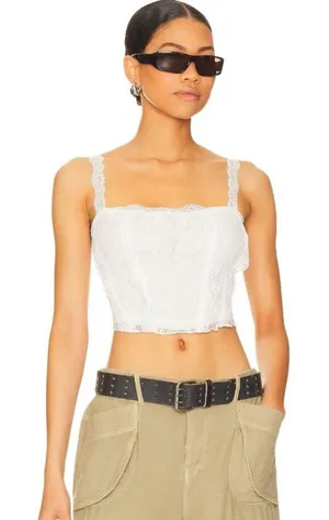 More to Come/Revolve White Lace Crop Tank Top - Women thumbnail 1