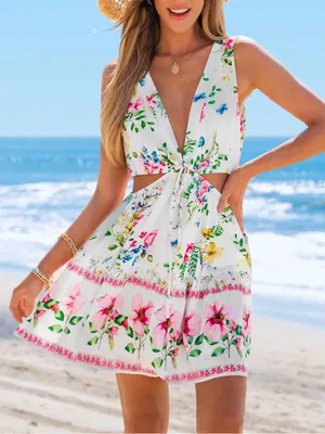 Cupshe spring crush floral mini dress size medium NWT thumbnail 1