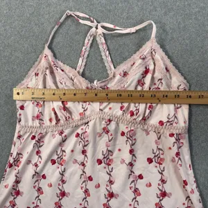 Jessica Simpson Size Large Pink Red Floral Lace Trim Cami Camisole Tank Top thumbnail 3