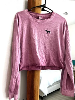PINK Victoria's Secret Mauve Cropped Long Sleeve Tee thumbnail 1