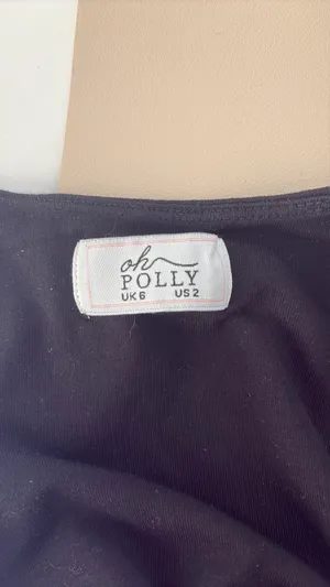 Oh Polly square neck, midi dress in black thumbnail 6