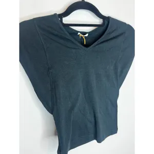 OGL Elevated V-Neck Side Ruched Cap Sleeve Bra Tee Black Size XS New thumbnail 2
