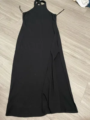 Urban Outfitters Black Ribbed Halter Maxi Dress thumbnail 1