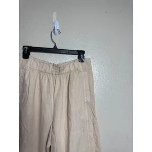 Free People Day’s End Linen Pull On Wide Leg Pants Women’s Medium Beige thumbnail 8