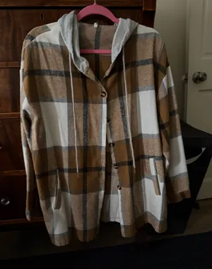 Brown hooded flannel Size L thumbnail 1