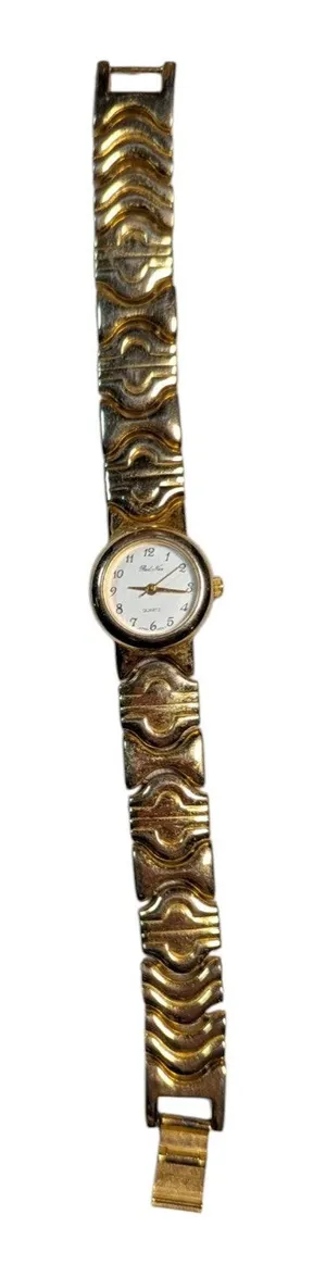 Vtg 1990s Real Nice Gold Tone Link Bracelet Quartz Preppy Fashion Watch thumbnail 1