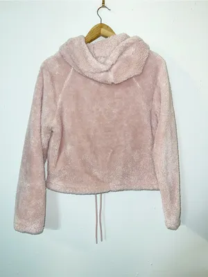 H&M Light Pink Fuzzy Kids Hooded Jacket thumbnail 7