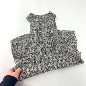 Lovemarks Chunky Knit Halter High Neck Sleeveless Sweater Heather‎ Grey S thumbnail 5