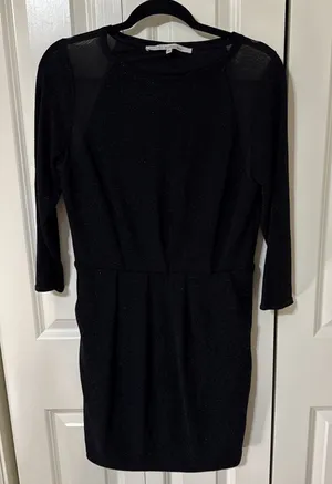 Rachel Rachel Roy Beautiful Black Sparkle & Sheer Dress Large Holiday Party thumbnail 1