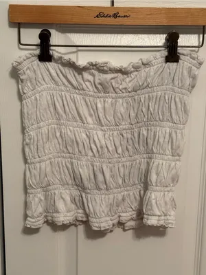 By Anthropologie Smocked Tube Top in White thumbnail 2