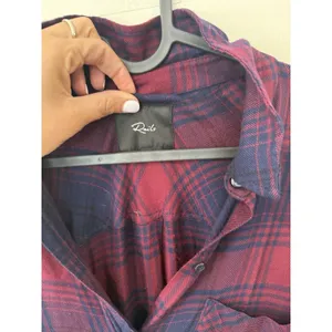 Rails Long Sleeve Plaid Button Front Shirt Dress in Red and Black SZ S 1991 thumbnail 4