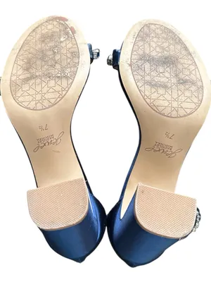 Jewel BADGLEY MISCHKA Embellished Navy Ankle-Strap Block Heel Sandal 7.5 thumbnail 7
