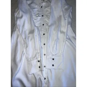 DR2 White Ruched Button Front Shirt Dress M NWT Cottagecore Minimalist thumbnail 7