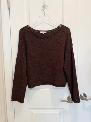 MADEWELL Boatneck Pullover Sweater Cocoa Brown size Small Lightweight Woven Knit thumbnail 4