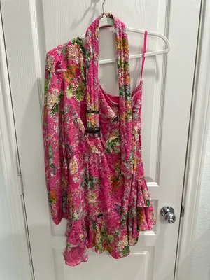 Hemant and Nandita Miyu Pink One Shoulder Mini Dress thumbnail 6