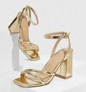 Gold Strappy Heels Size 9 thumbnail 1