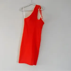 Lulus exciting night orange ribbed body con dress thumbnail 2