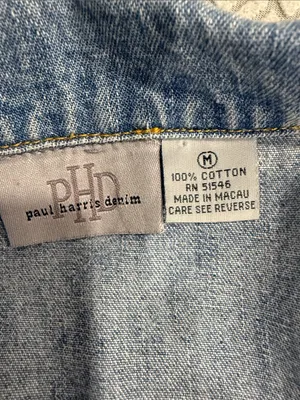PHD Womens Denim Vest Jean Vest Distressed Light Wash 100% Cotton Size MEDIUM thumbnail 9
