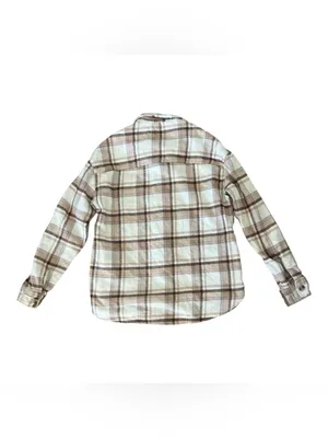 Hollister Plaid Button-Up Shirt in Cream & Brown Size S thumbnail 5