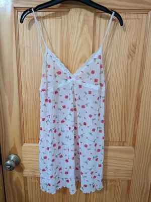 Eberjey Rose Floral Lace Trim Chemise Slip Dress Size M/L thumbnail 2