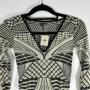 NWT Intimately Free People Mini Dress Size M/L Cream‎ Black Print Stretch Boho thumbnail 2