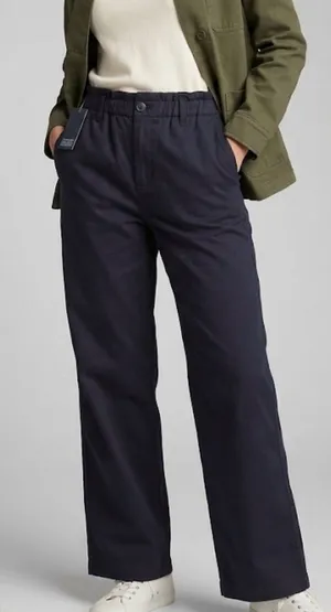 GAP Black Women’s Straight-Leg Twill Elasticized Pant Size L thumbnail 1