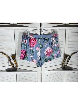 Victoria's Secret satin floral shorts pj bottom sexy boho fairy festival sz L thumbnail 2