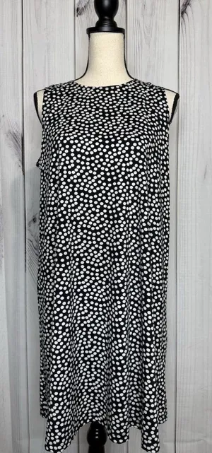 Annalee + Hope Women's Black White Sleeveless Dress Size Large Polka Dot thumbnail 1