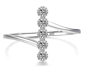 Women's Bezel Set Simulated Diamond Platinum Plated S925 Rhodium Ring, Size 5‎ thumbnail 1