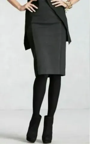 CAbi Size 2 Ponte Knit Pencil Skirt Style #449 Black Gray Colorblock thumbnail 1