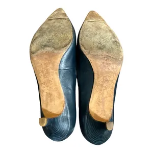 Tory Burch Blue Leather Pointed Toe Kitten Heel with Bow Detailing thumbnail 8