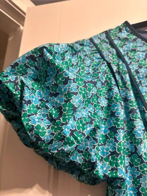 Entro Blue Floral Puff-Sleeve Maxi Dress thumbnail 8