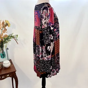 ONE SEPTEMBER Anthro Arcata Patchwork Beaded Lace Up Swing Dress Sz Small💛 thumbnail 7