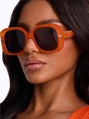 NWT orange square sunglasses with 100% UV protection thumbnail 1